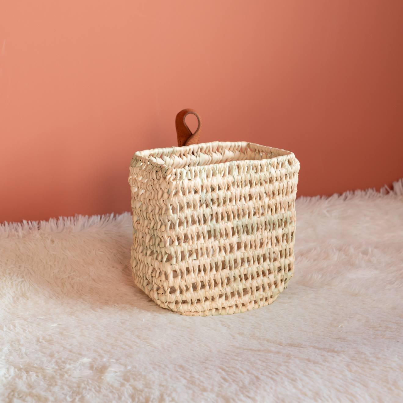 Panier À Suspendre Demi Cercle Anse Cuir Naturel (Home Maison) - Couverture