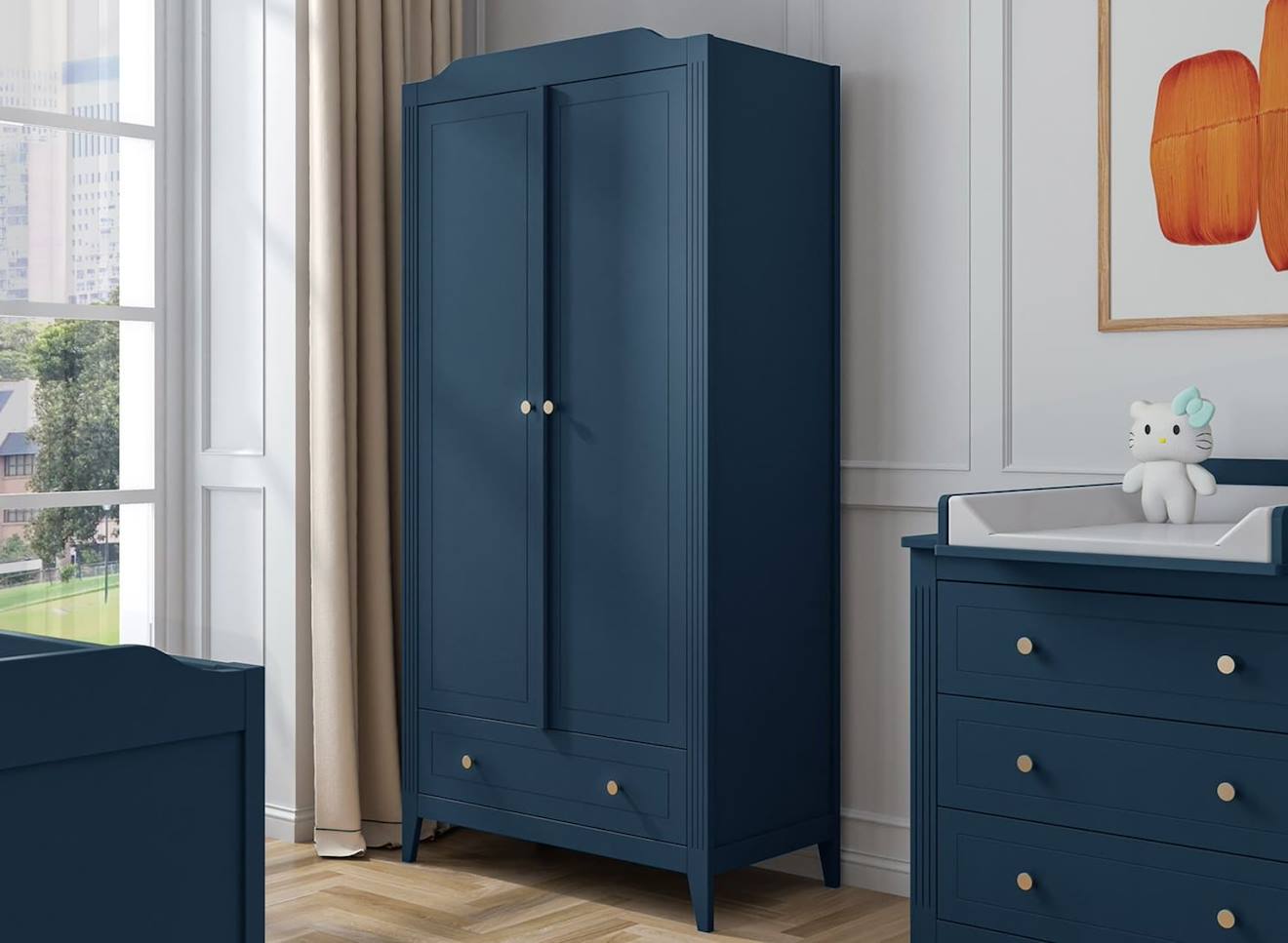 Armoire 2 Portes 1 Tiroir Héritage Bleu Prestige Armoire 2 Portes 1 Tiroir Héritage Bleu Prestige