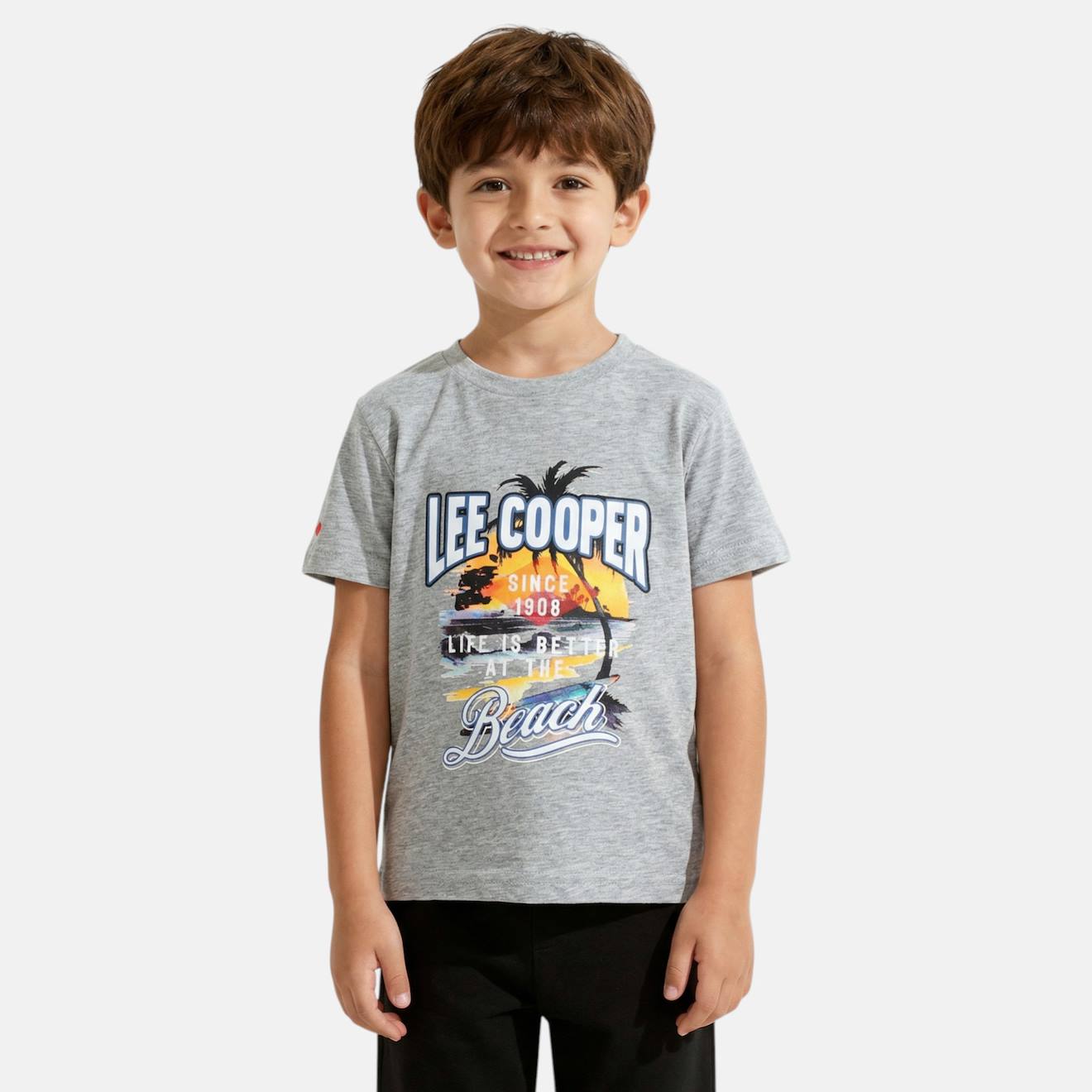 T-shirt Manches Courtes Garçon Avec Motif Plage Gris