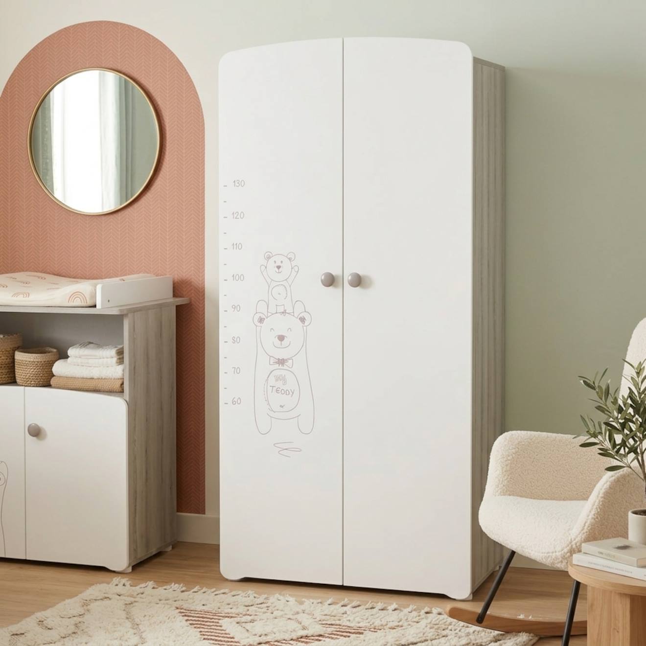 Armoire 2 Portes Bébé En Mélamine - Teddy Blanc (Baby Price) - Couverture