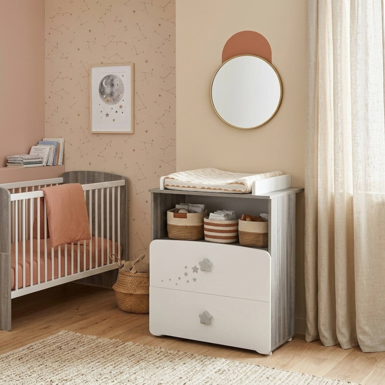 Commode À Langer Et 1 Niche En Bois - Nao Blanc
