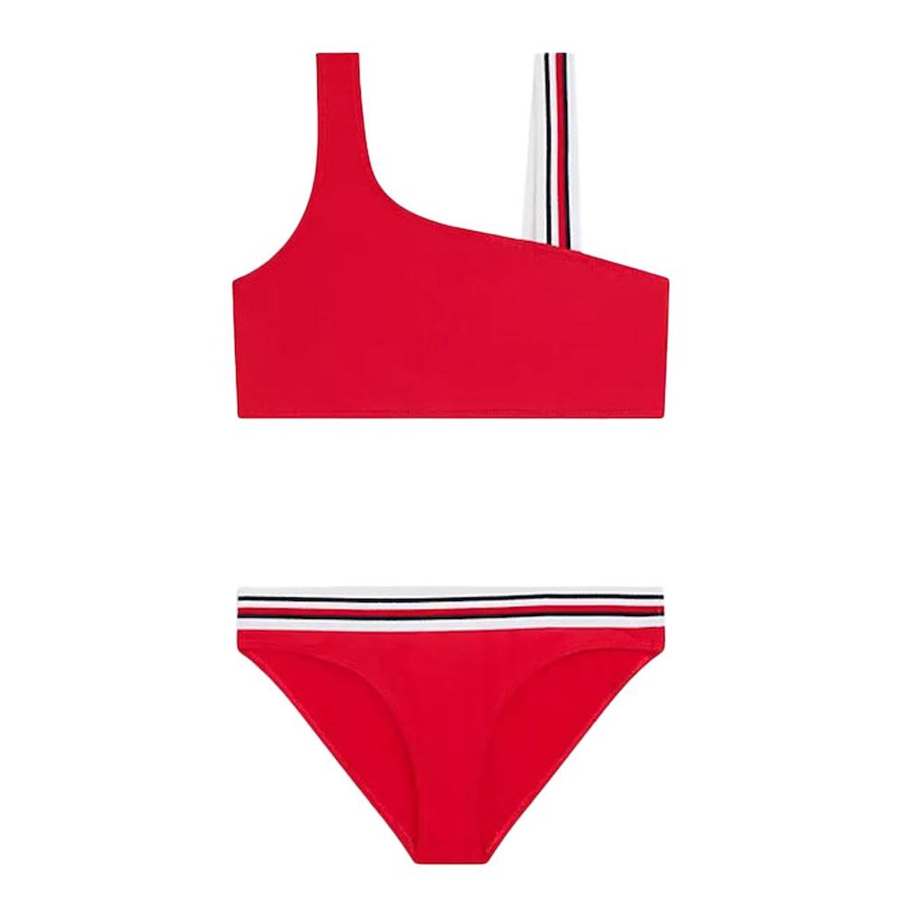 Ensemble bikini fille one shoulder rouge