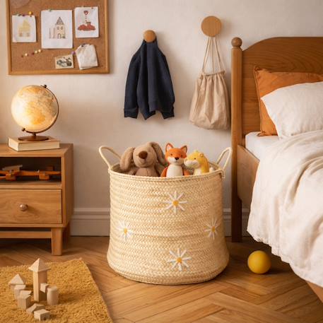 Home Maison - Panier De Rangement Marguerite Naturel