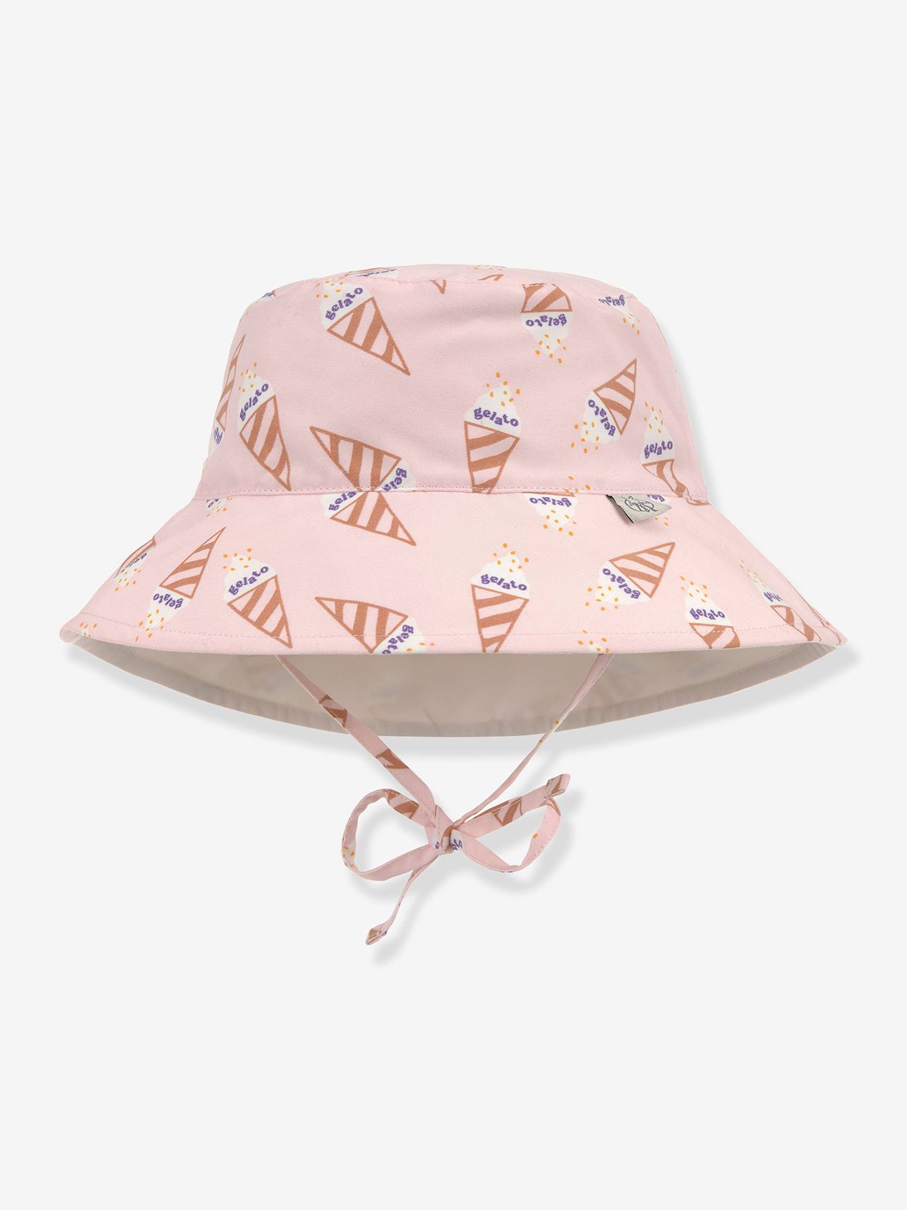 Chapeau anti-UV réversible enfant rose