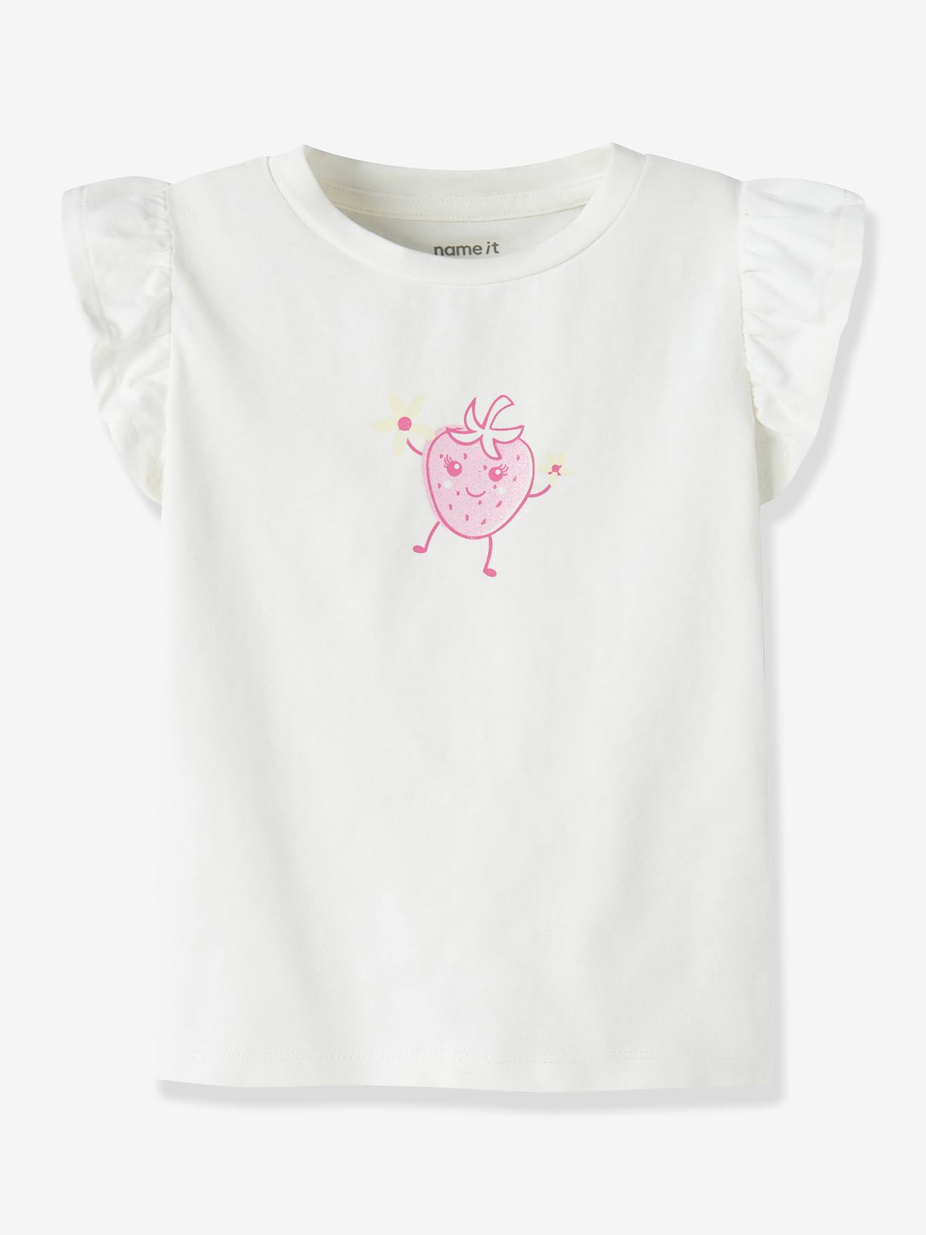 T-shirt fille imprimé à manches volantées NAME IT crème