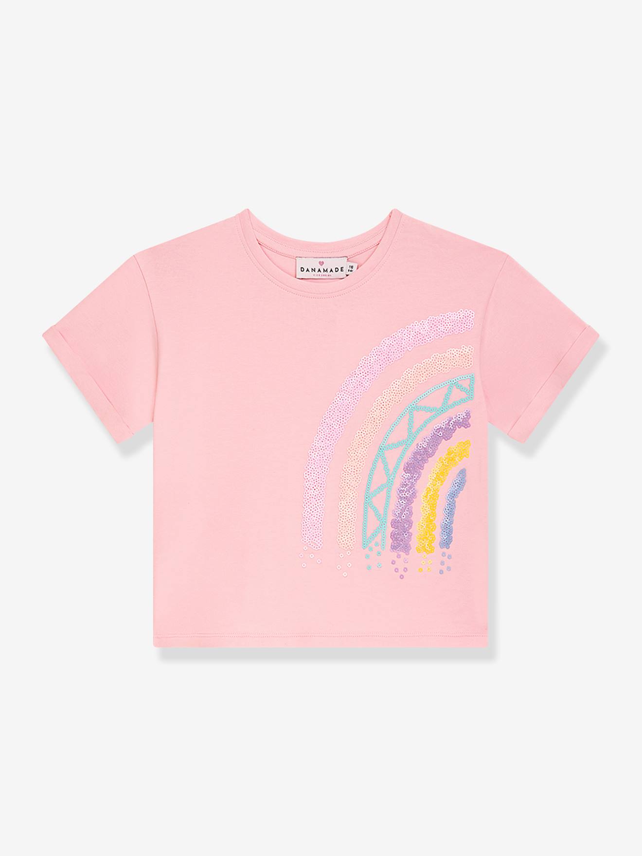 T-shirt avec sequins arc-en-ciel fille DANAMADE rose poudr 25$