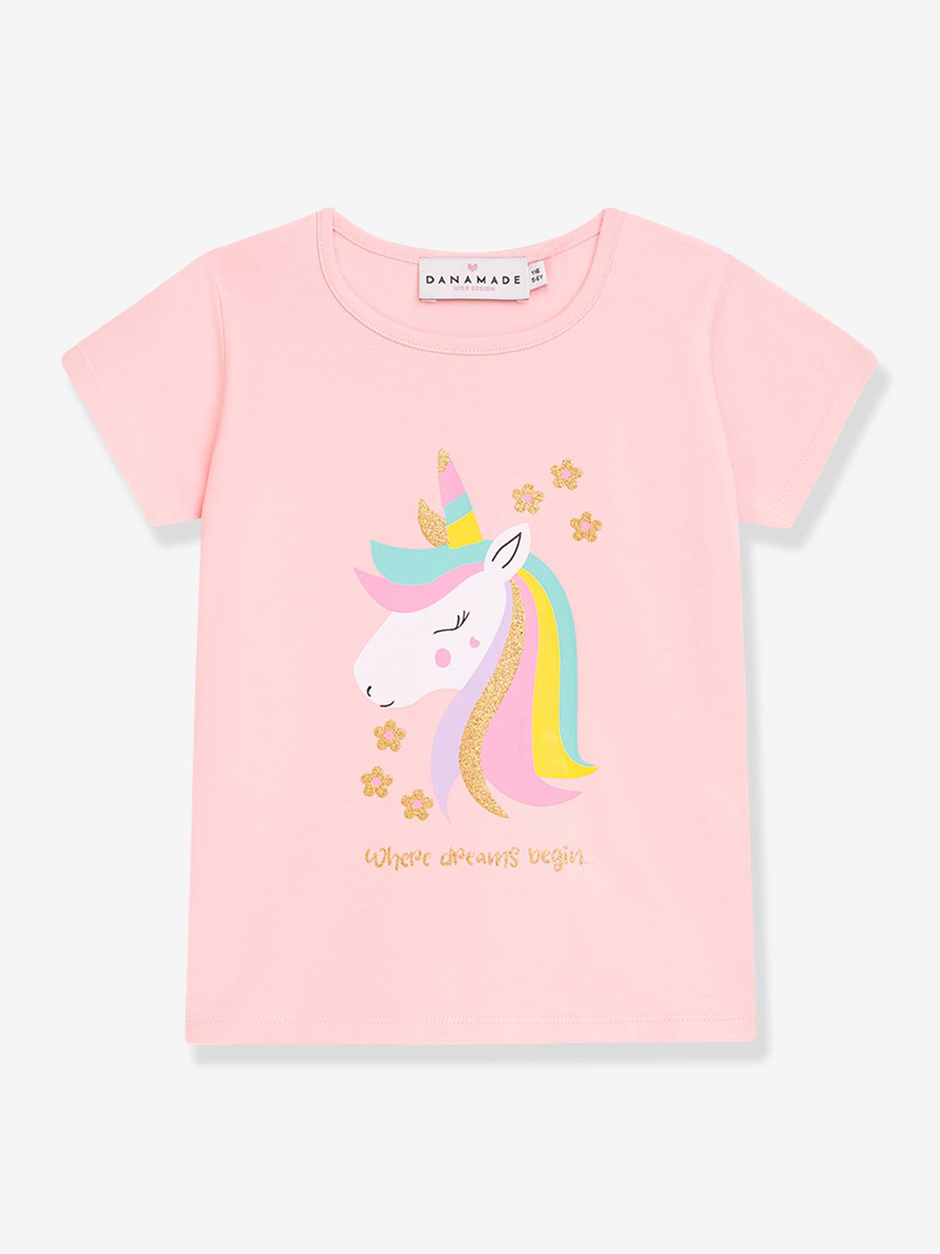 T-shirt fille avec arc-en-ciel en sequins DANAMADE rose poudr 25$