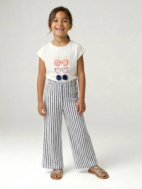 Legging large rayé en maille rayé bleu+rayé rouge 3 - vertbaudet enfant 