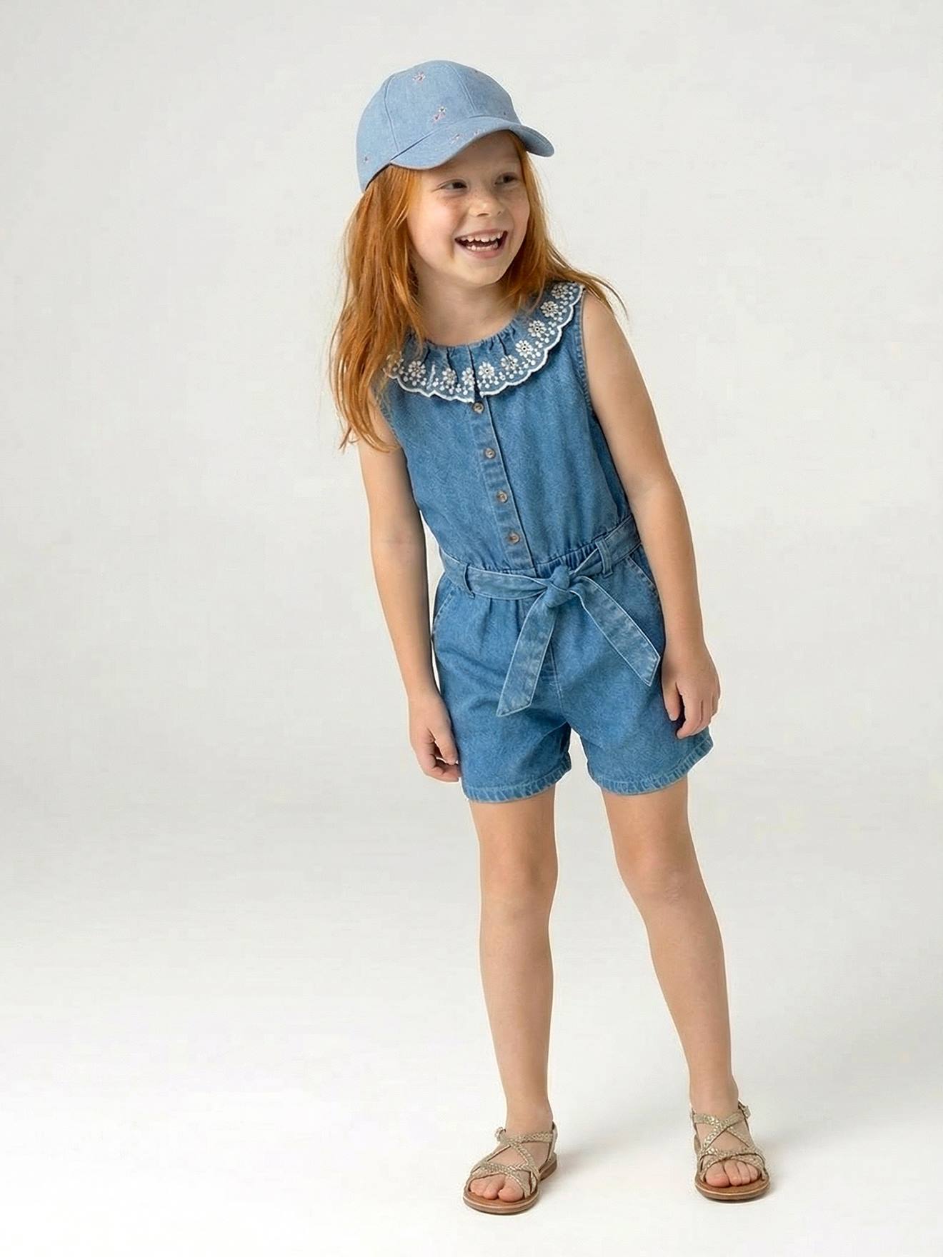 Combishort en denim stone