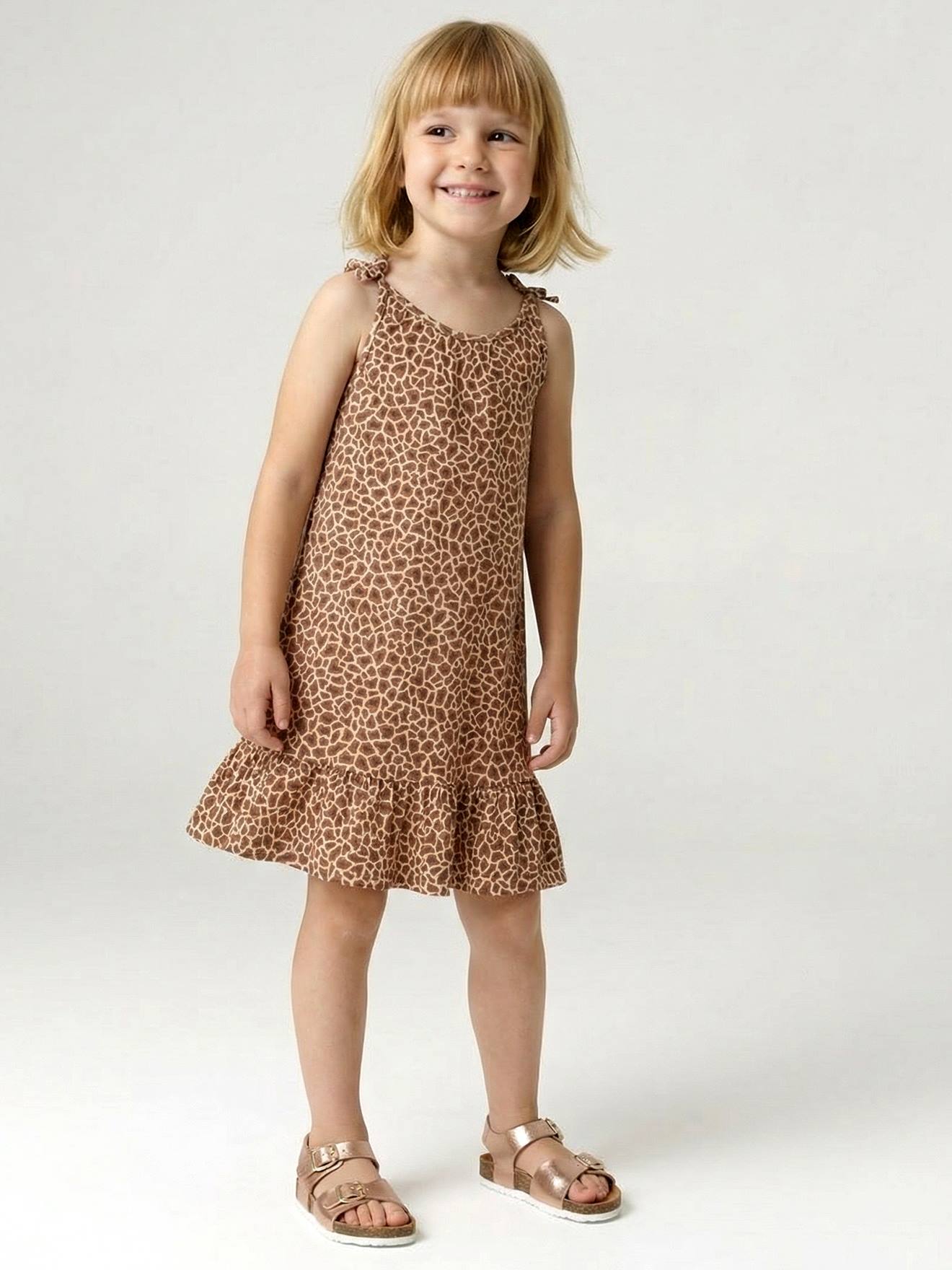 Robe fille fine bretelles jersey beige