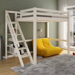 Chambre et rangement-Lit mezzanine deux places en bois massif arthur