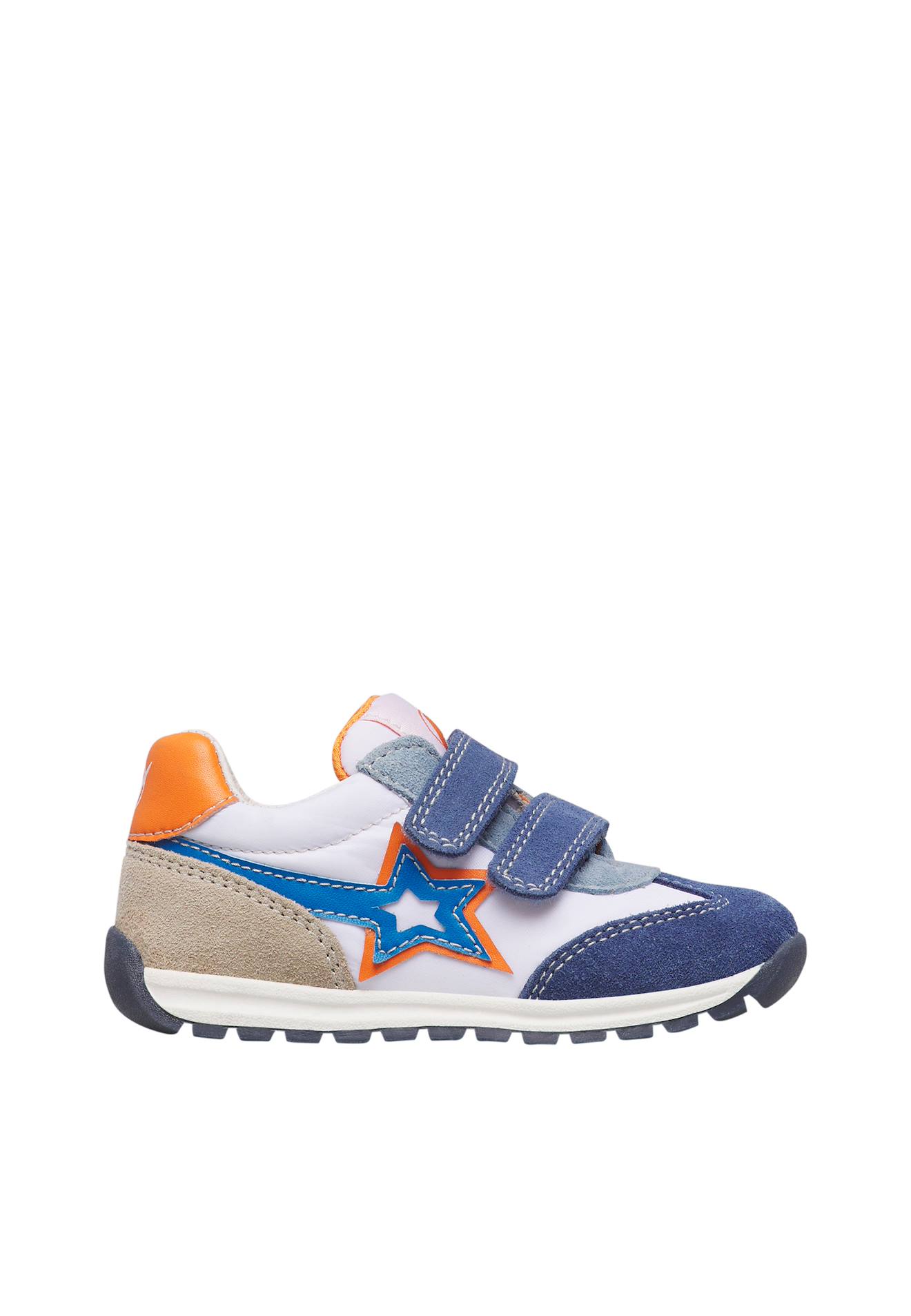 Sneakers En Cuir Et Tissu Crumi Vl. Bleu-blanc