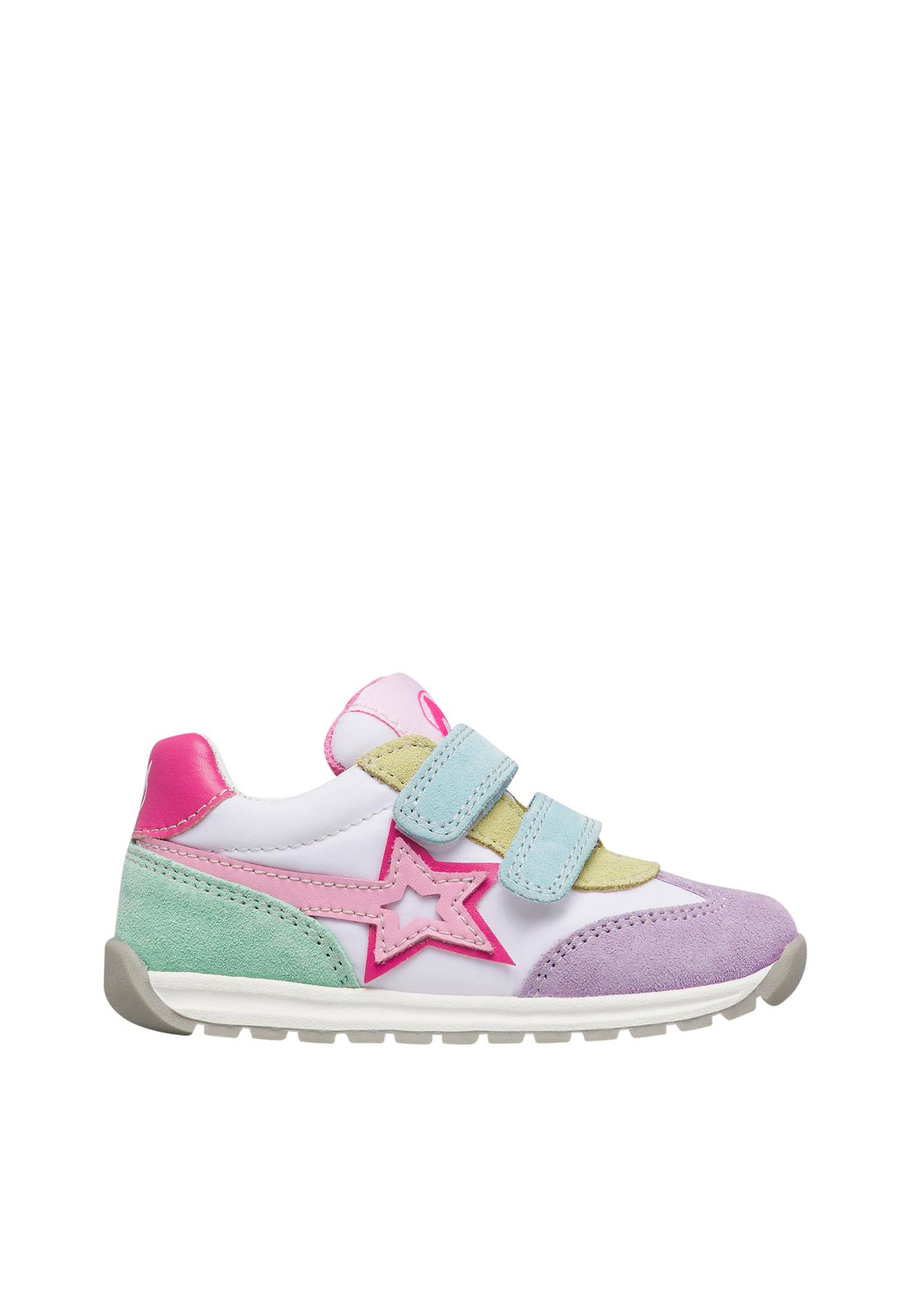 Sneakers En Cuir Et Tissu Crumi Vl. Blanc-lilas