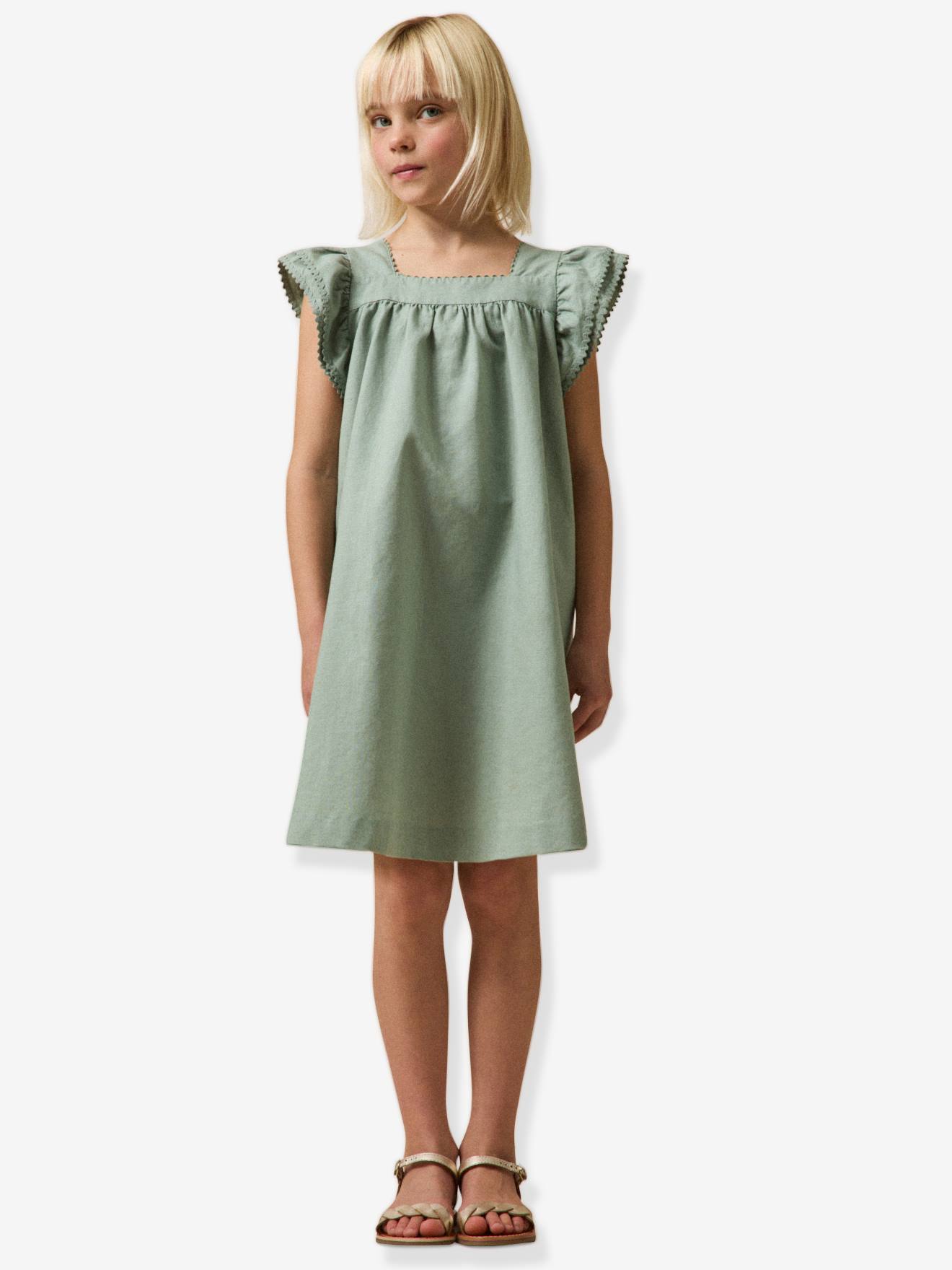 Robe courte fille vert sauge Robe courte fille vert sauge