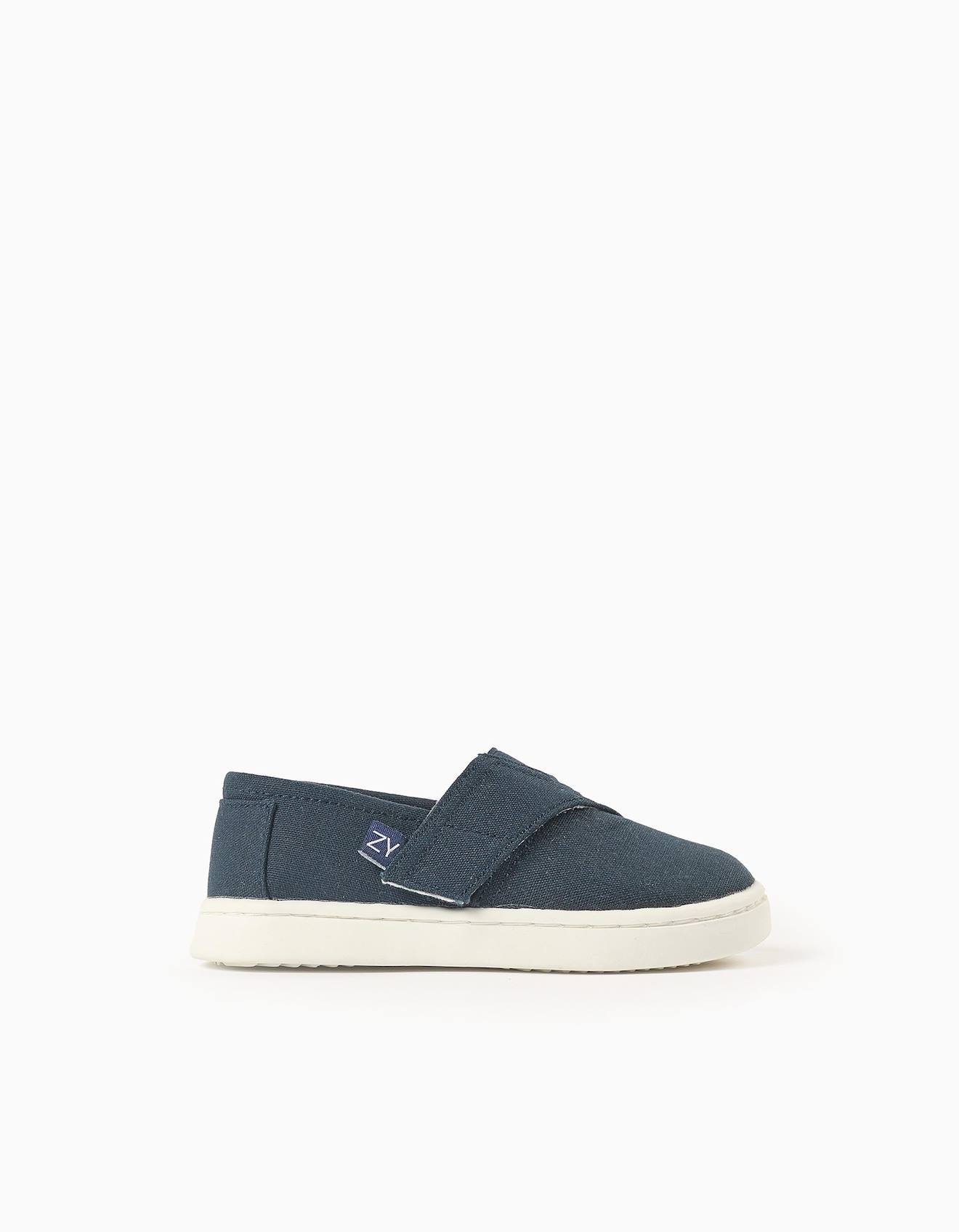 Espadrilles En Lin Avec Fermeture À Scratch Bleu Espadrilles En Lin Avec Fermeture À Scratch Bleu