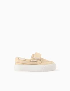 Chaussures bateau en toile avec bride à scratch  - vertbaudet enfant