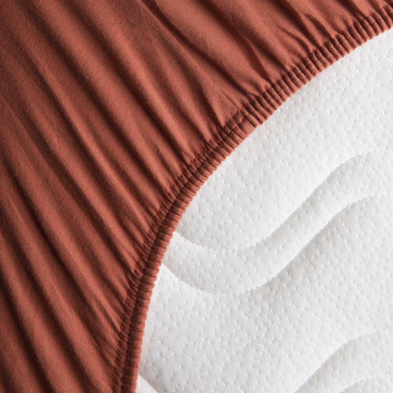 Drap Housse Coton Bio Jersey Pour Lit Bébé Terracotta (Kadolis) - Image 2