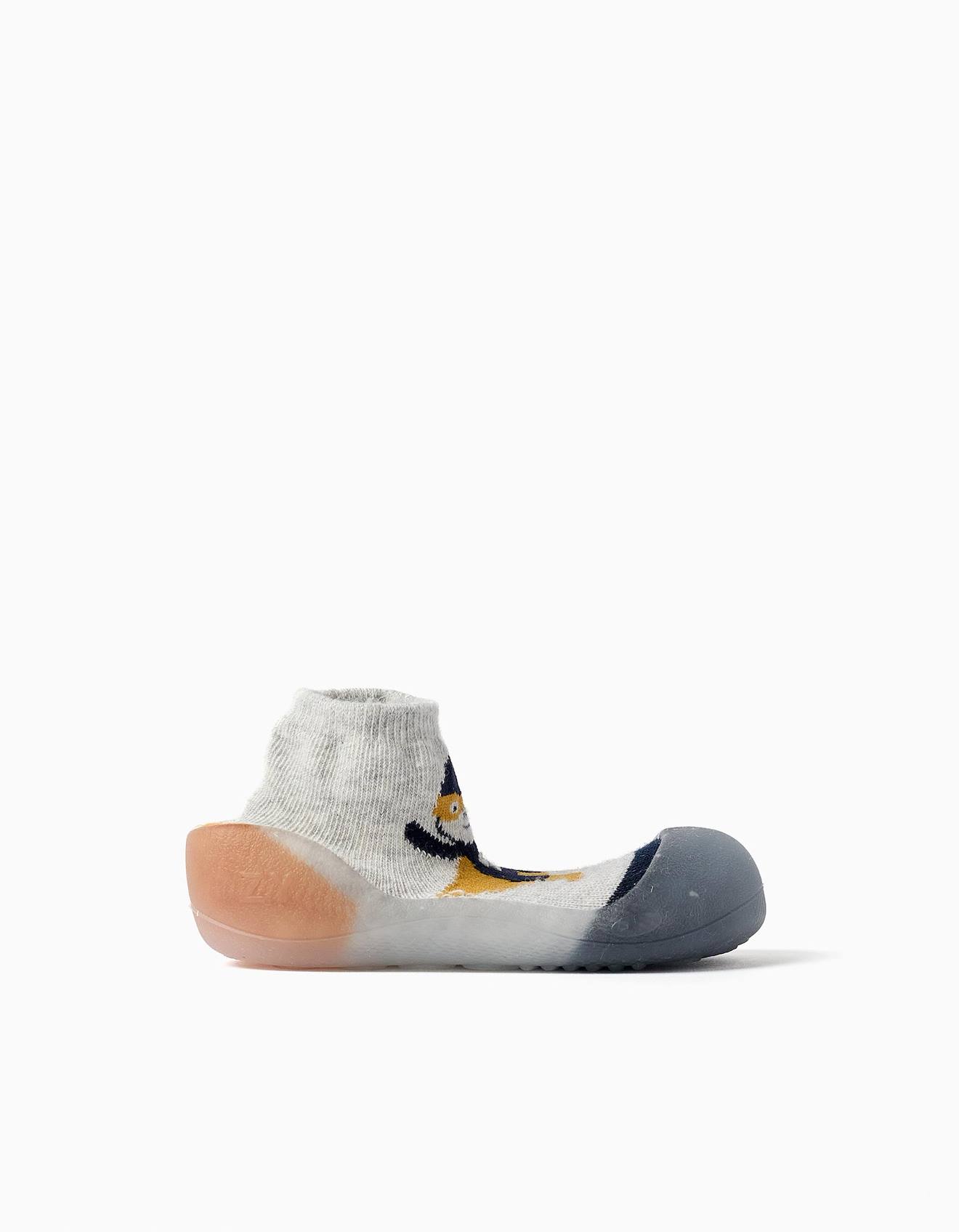 Chaussettes-chaussons Avec Imprimé Super-héros Gris Clair