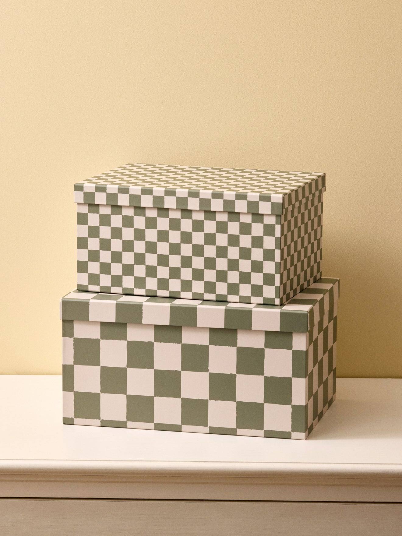 Boîte Gigogne Damier Par Lot De 2 Vert