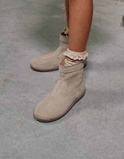 Bottines en daim à effet festonné  - vertbaudet enfant