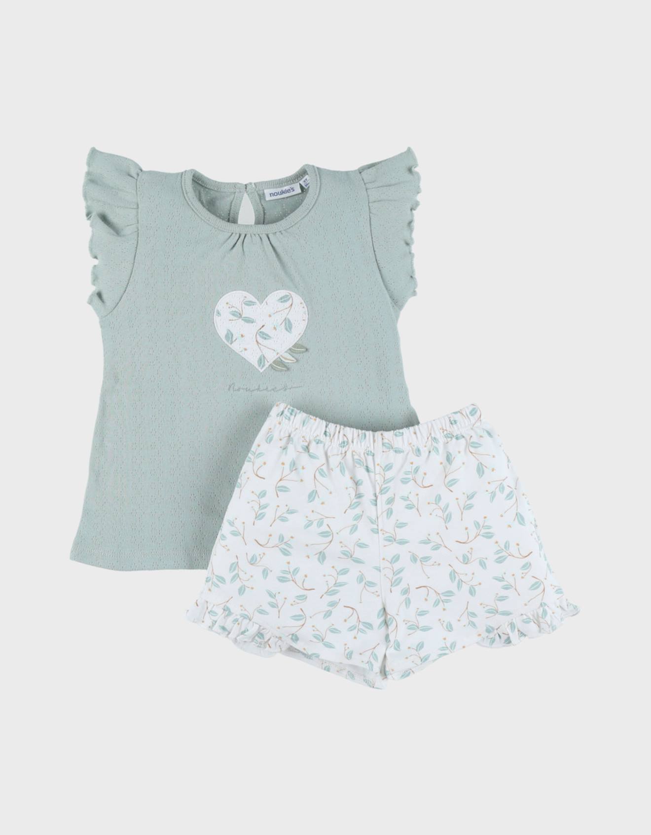 Pyjama bébé coton pointelle vert