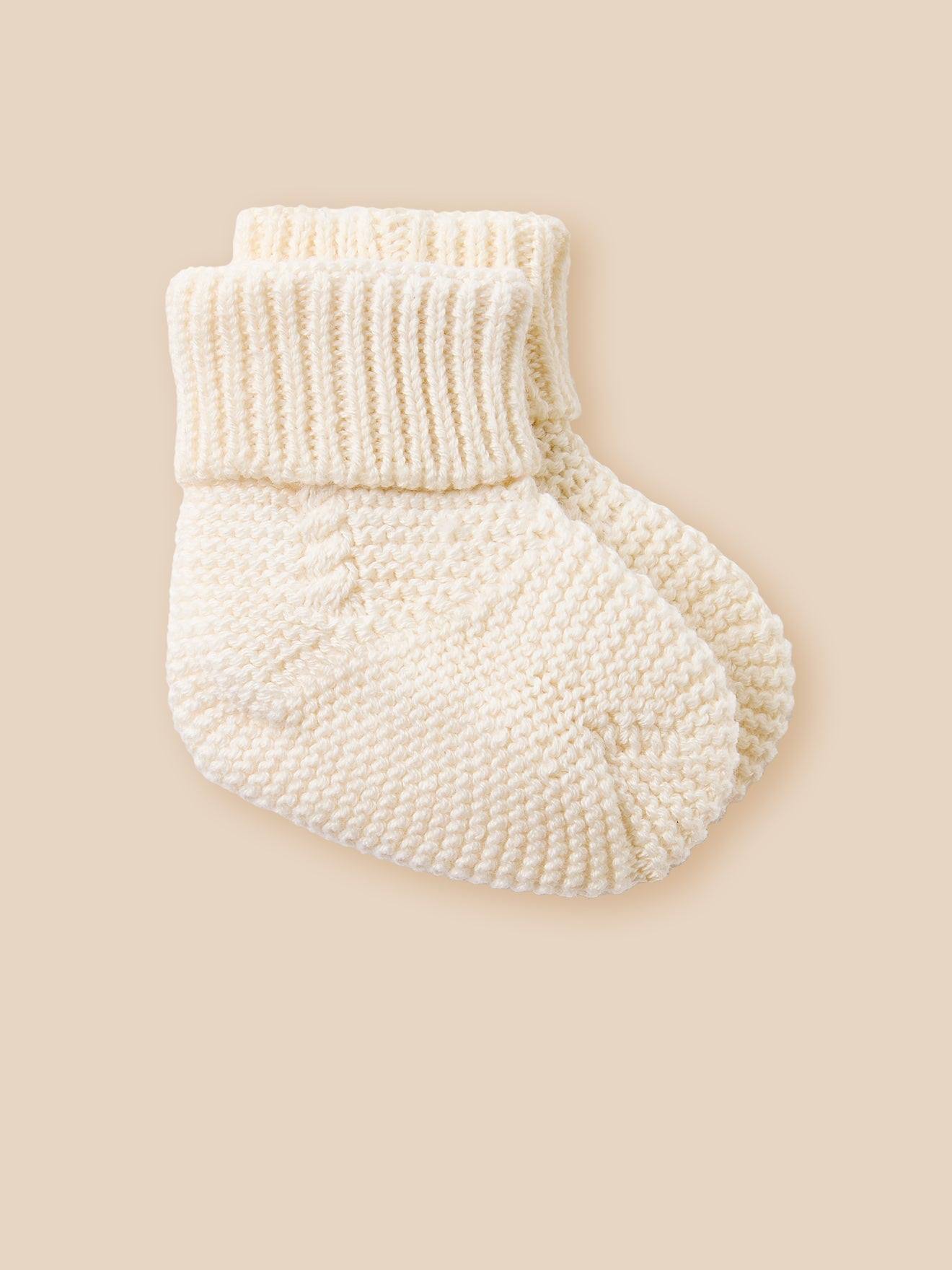 Chaussettes Bébé - Coton Biologique Et Laine Ecru