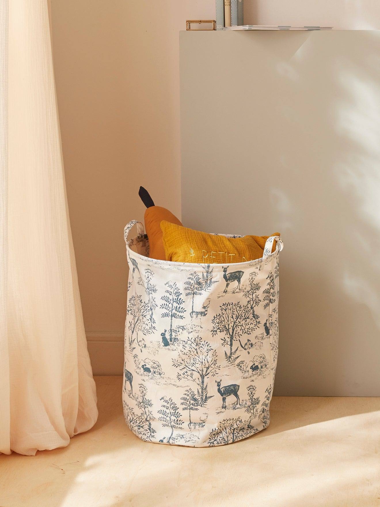 Bac De Rangement Rond Esprit Toile De Jouy Bleu (Cyrillus) - Couverture