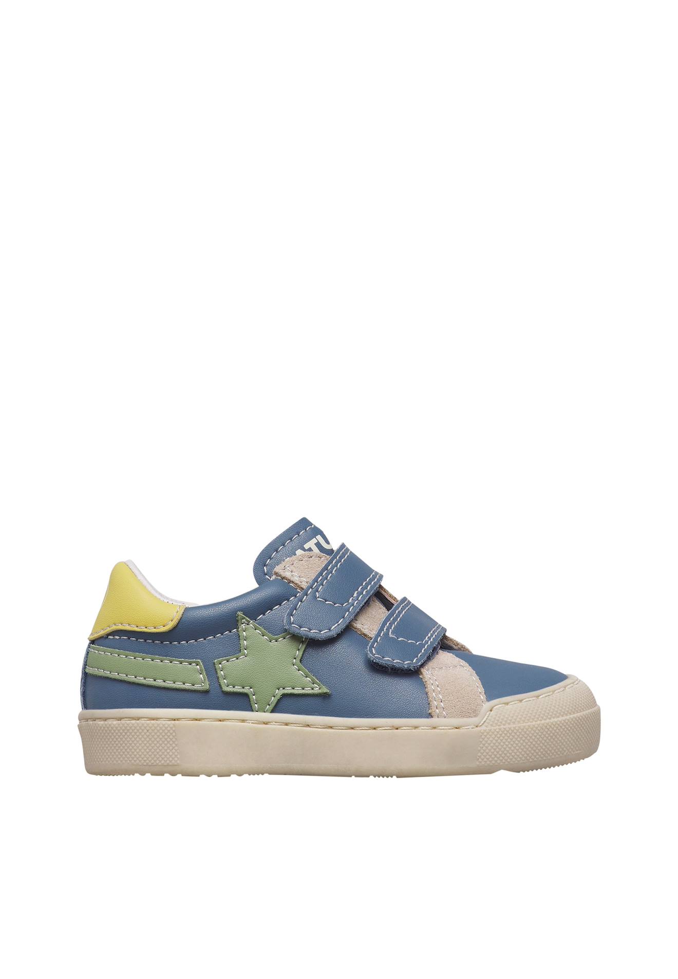 Sneakers En Cuir Et En Daim Singery Low Vl. Céleste-beige