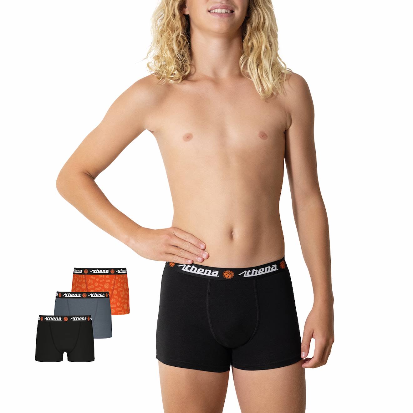 Lot De 3 Boxers Garçon Trio Pop Gris-print