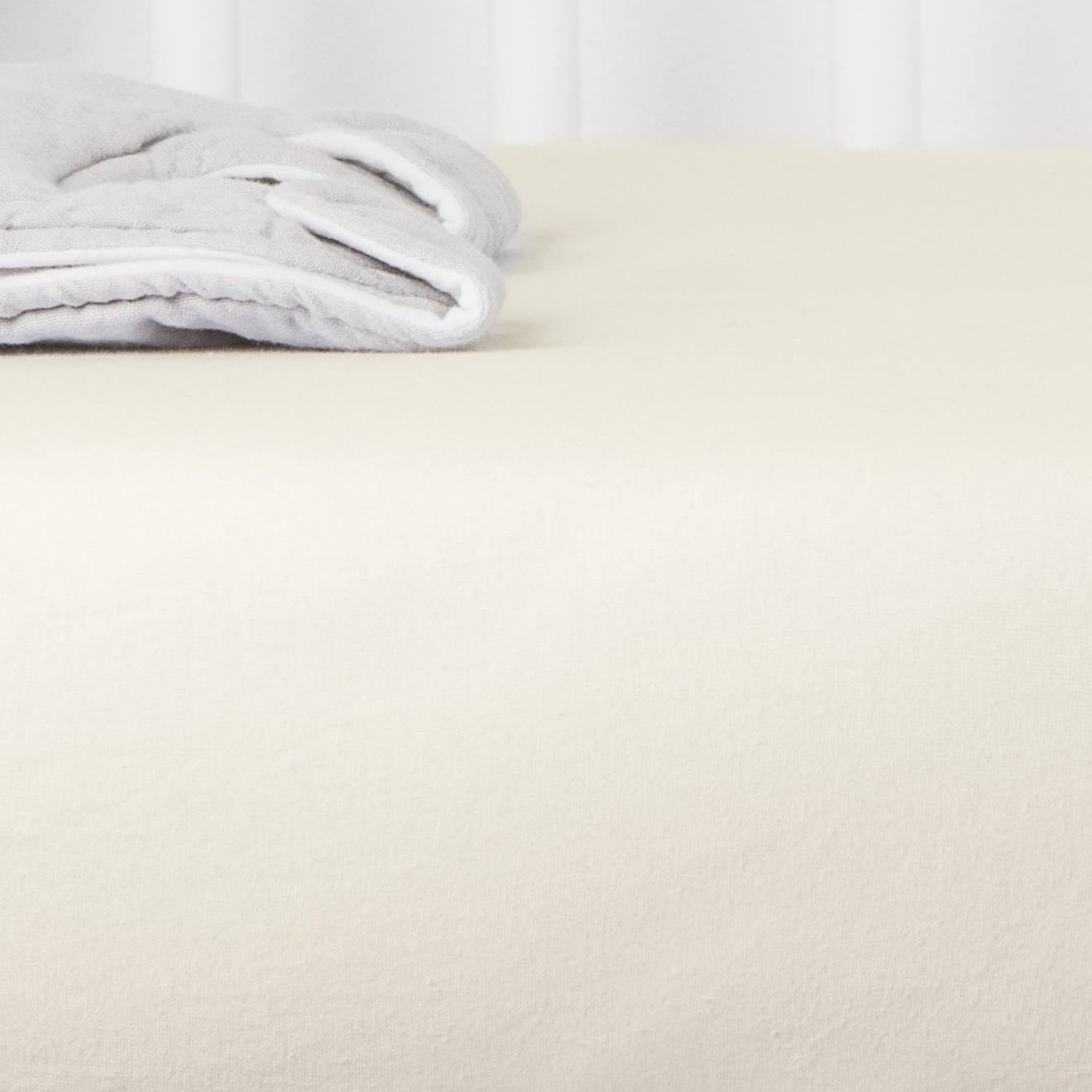 Drap Housse Coton Bio Jersey Pour Lit Bébé Ecru