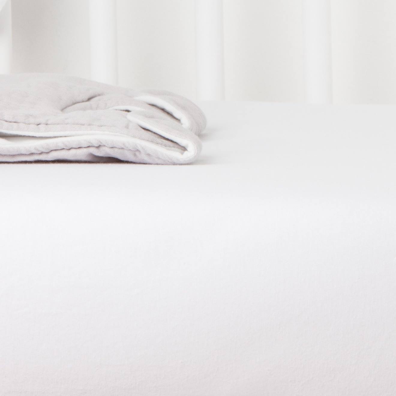 Drap Housse Coton Bio Jersey Pour Lit Bébé Blanc