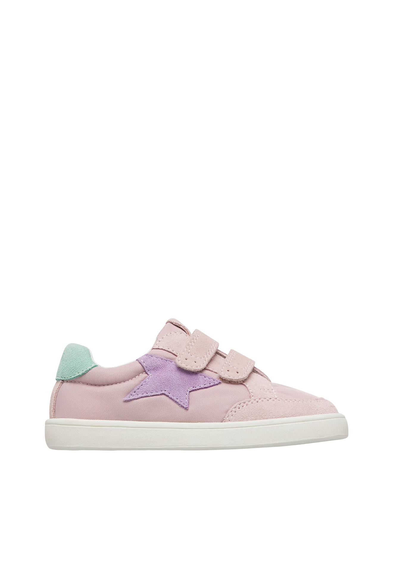Sneakers En Cuir Et Tissu Barefoot Zunki Vl. Rose-bleu Ciel