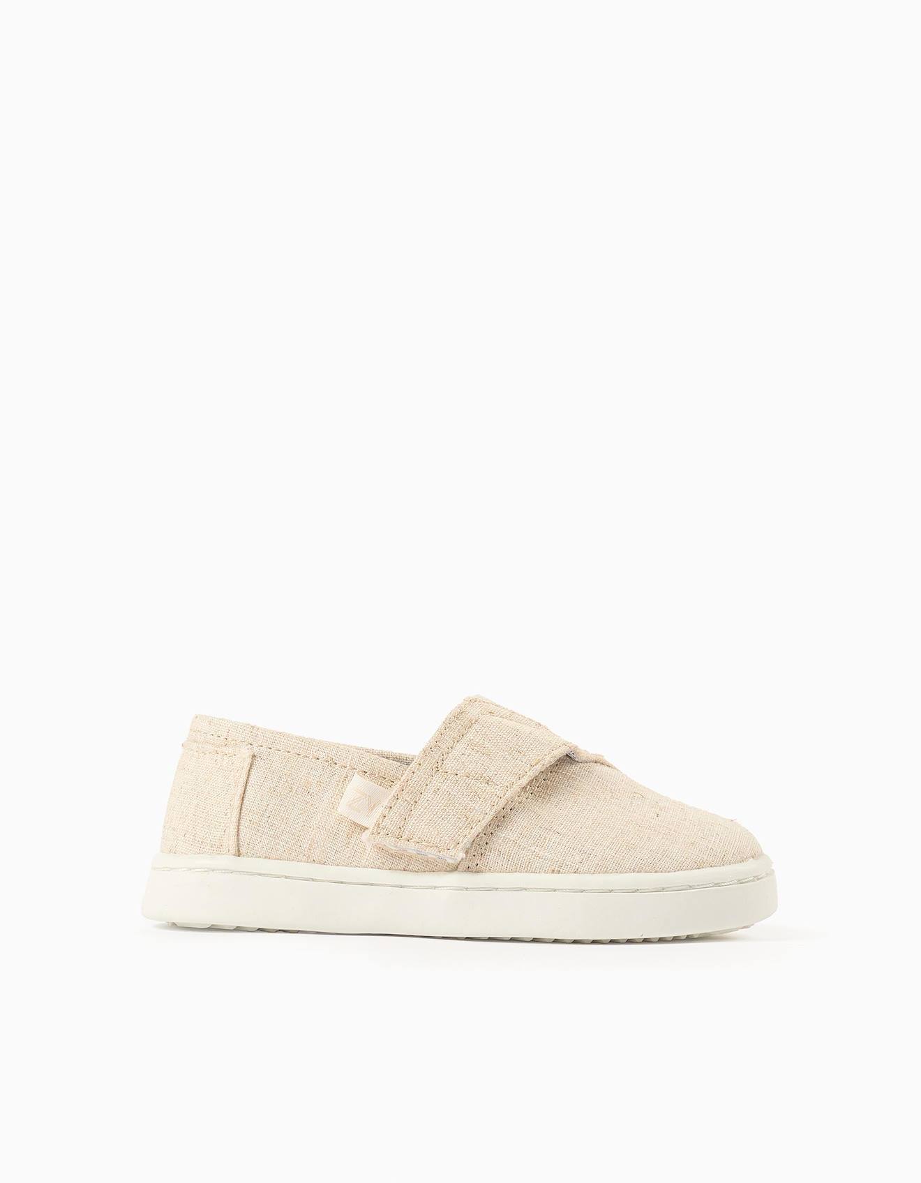 Espadrilles En Lin Avec Fermeture À Scratch Beige Espadrilles En Lin Avec Fermeture À Scratch Beige