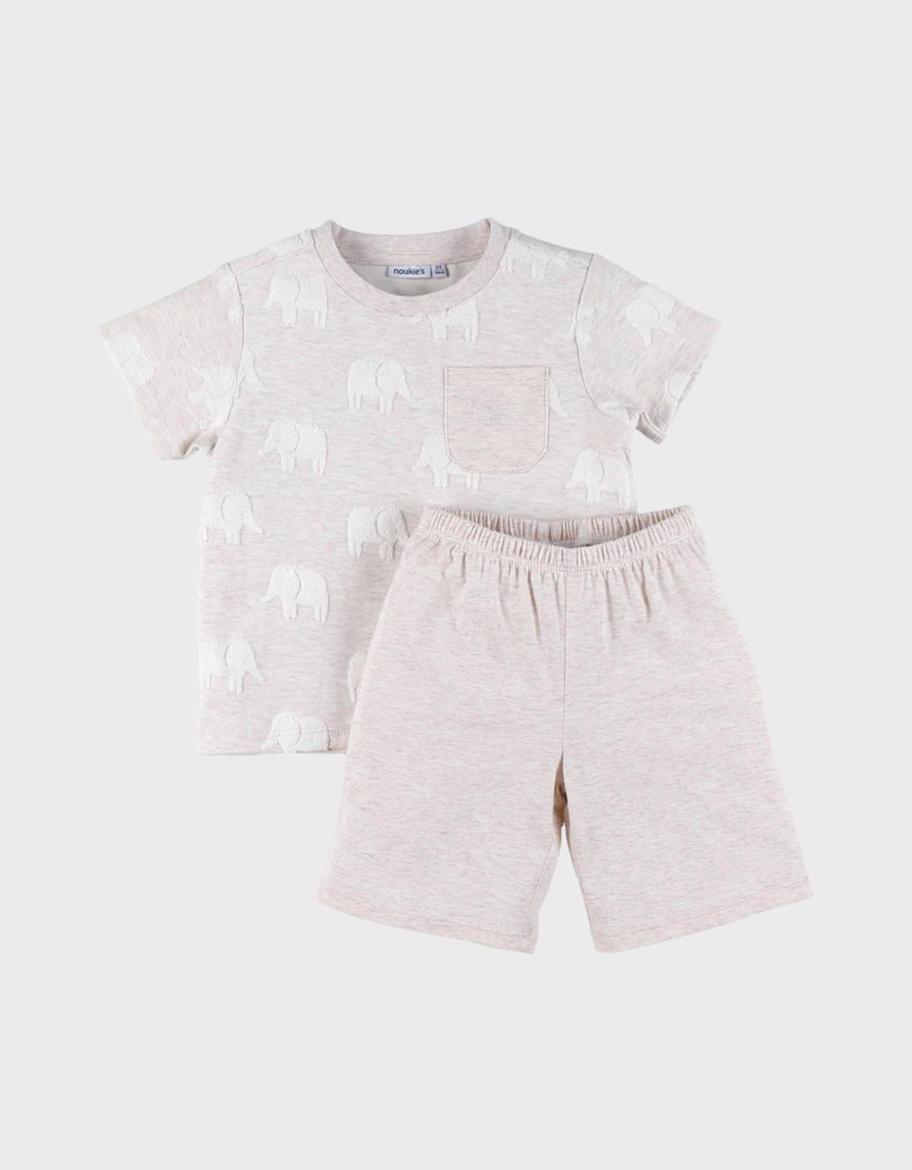 Pyjama Coton Jacquard Beige