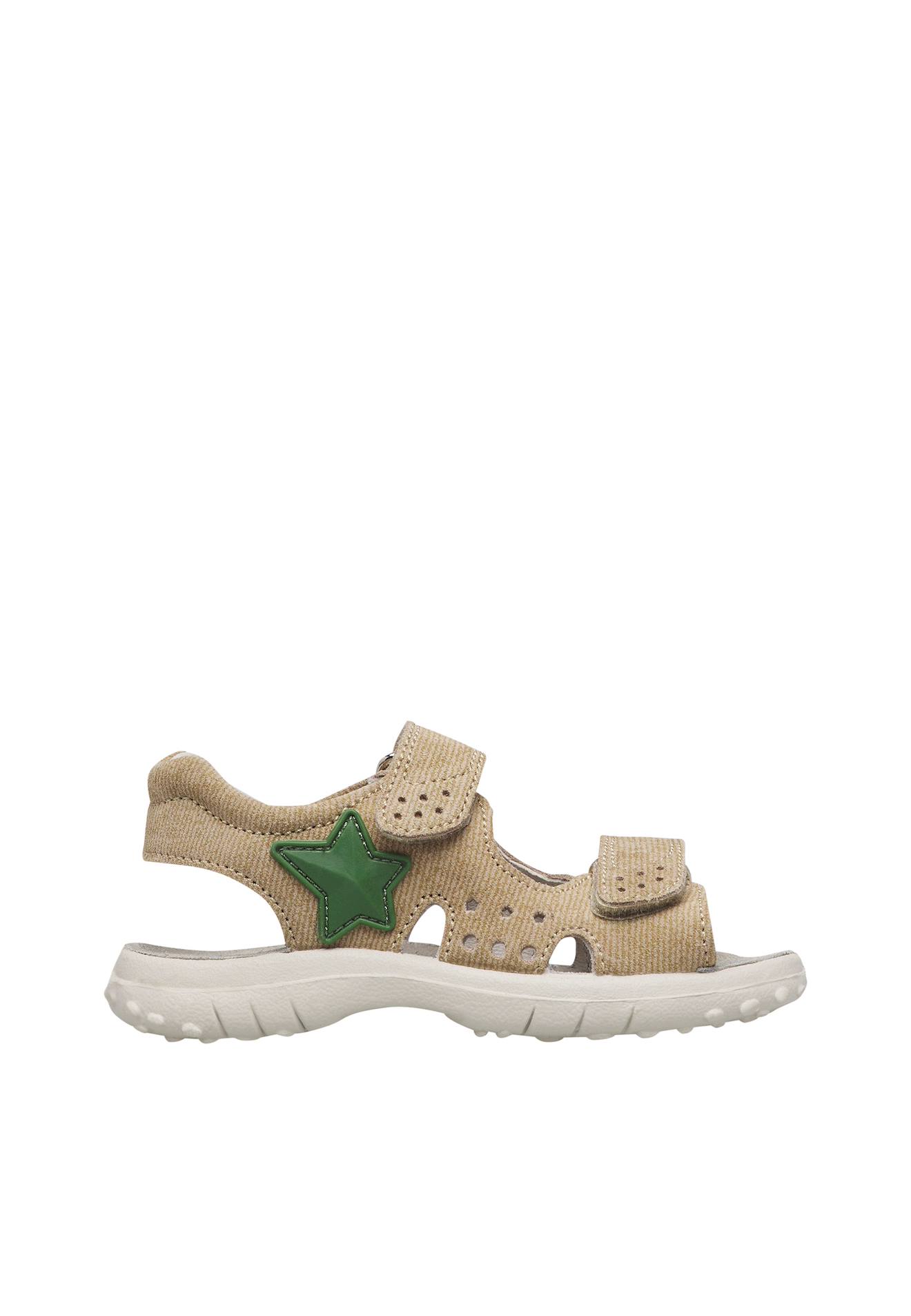 Sandales En Cuir Avec toile Dock Beige- 90 €