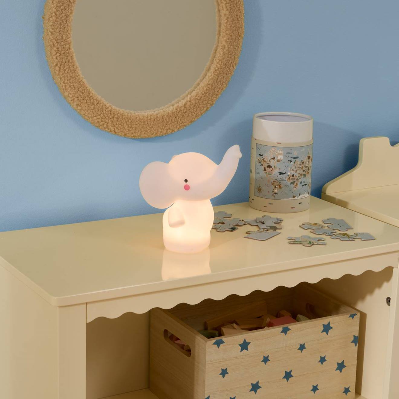 Veilleuse Elephant Enfant Softy Blanc 14.5x13x10,5 Cm Blanc
