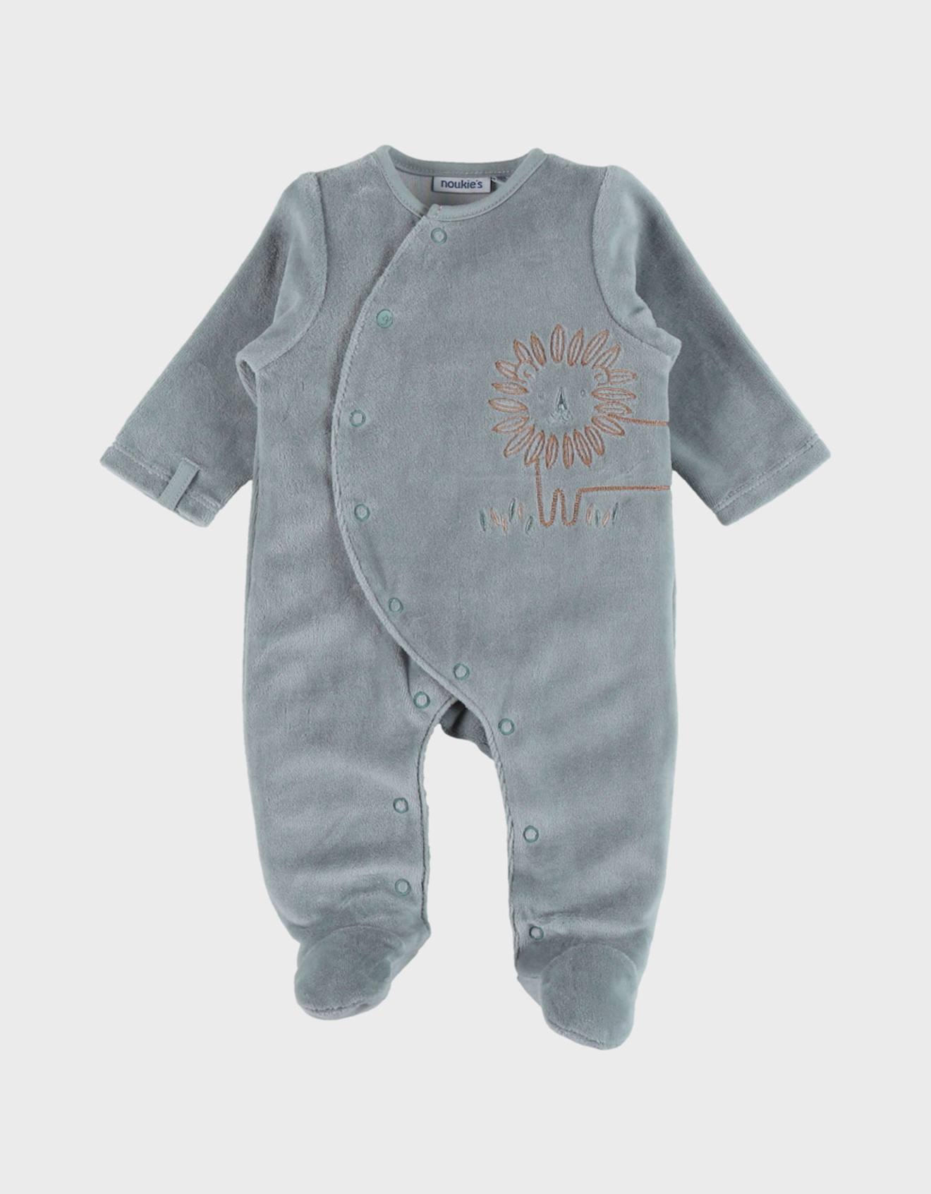 Pyjama Bébé Velours Brodé Vert