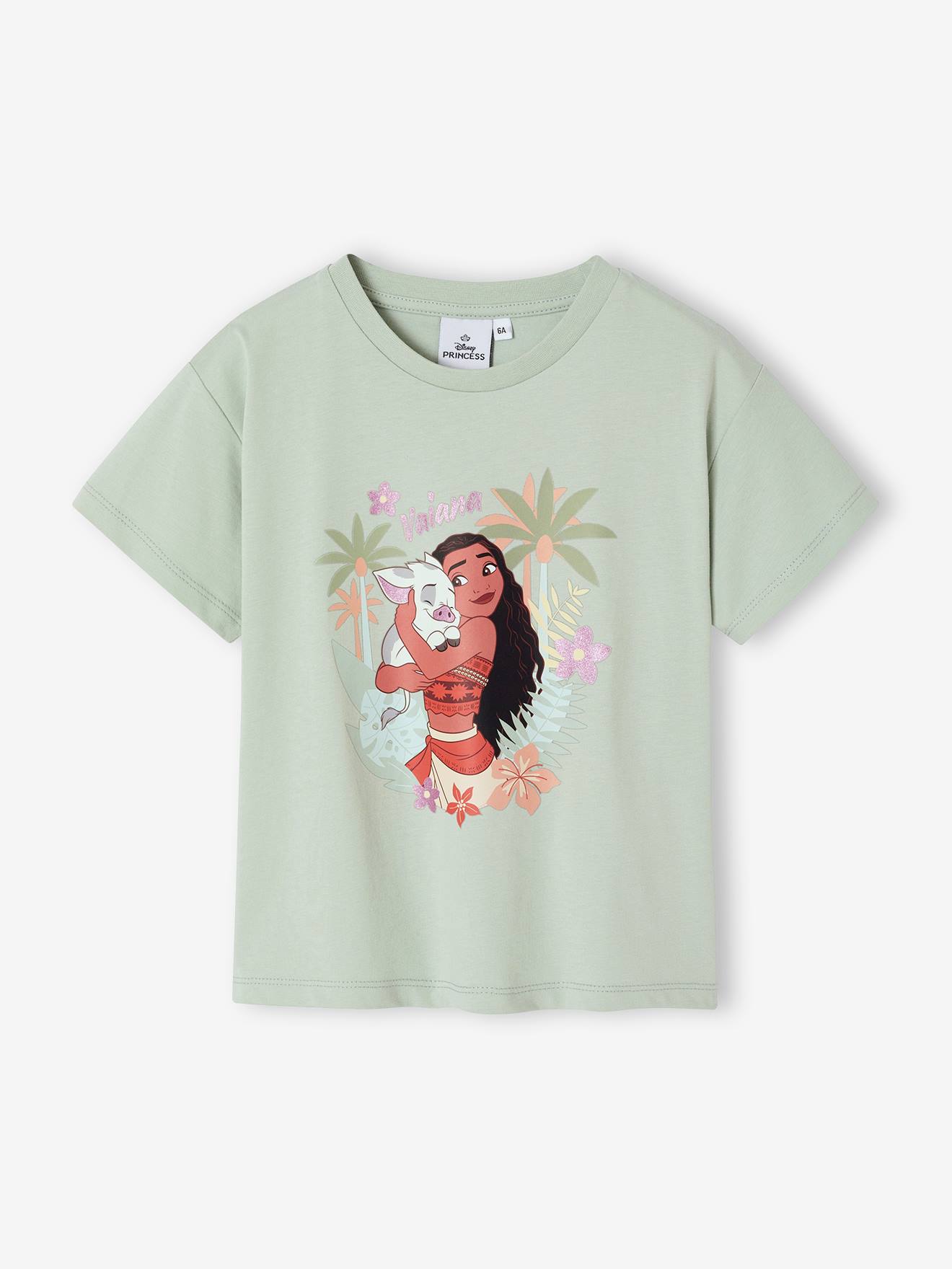 T-shirt manches courtes fille Vaiana vert d'eau T-shirt manches courtes fille Vaiana vert d'eau
