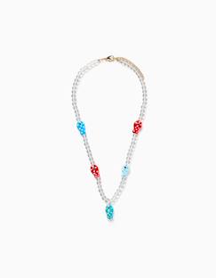 -Collier avec perles et pendentif en forme de poisson