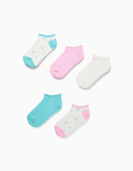 Fille-5 paires de socquettes unies/florales