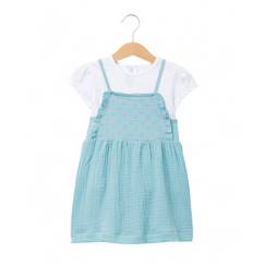 -Ensemble robe + haut 100% coton bébé fille