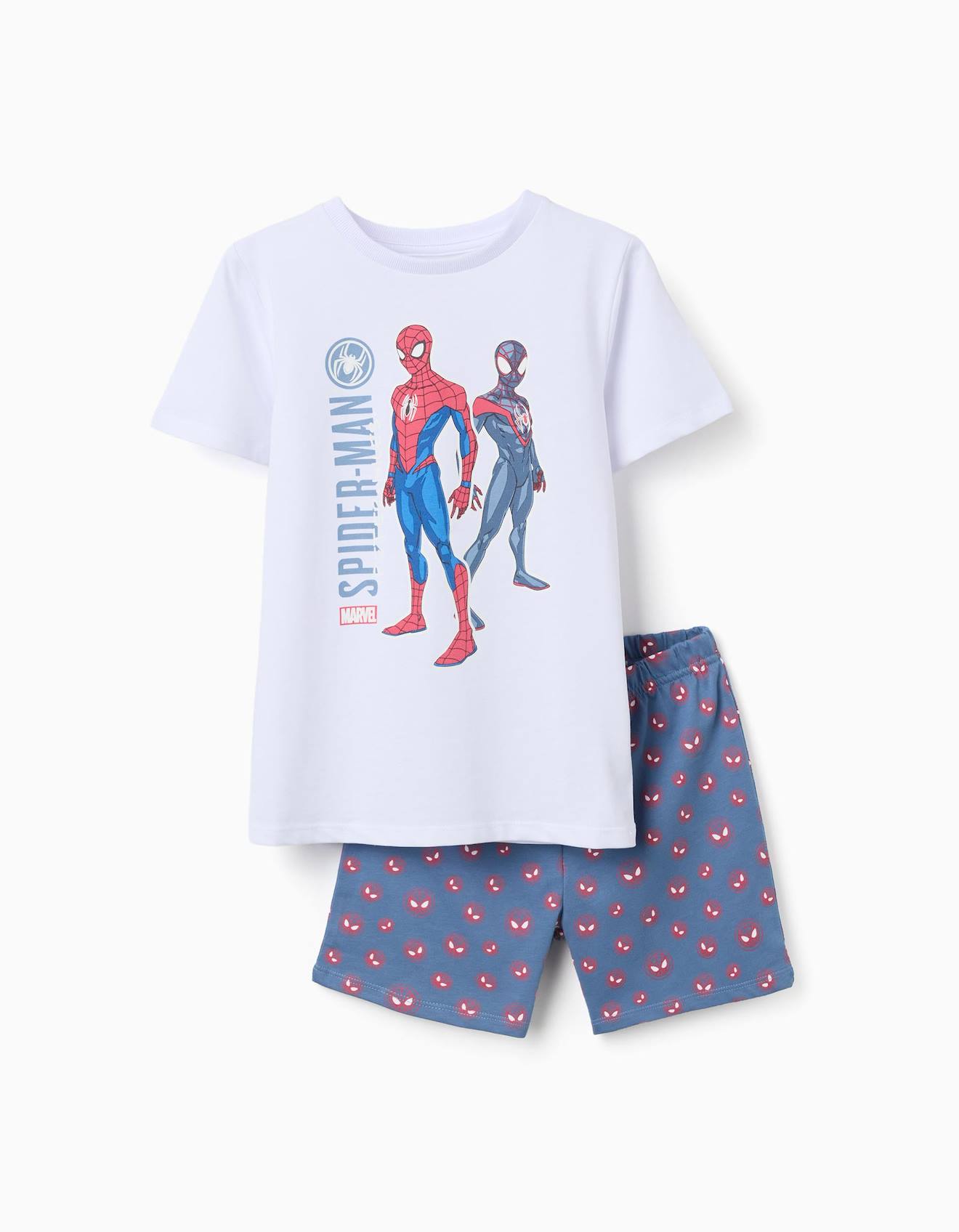 Pyjama Court Avec Imprimé Qui Brille Dans Le Noir Spider-man Blanc