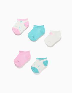 5 paires de socquettes unies/florales  - vertbaudet enfant