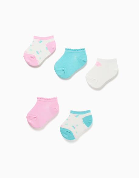 Bébé-5 paires de socquettes unies/florales