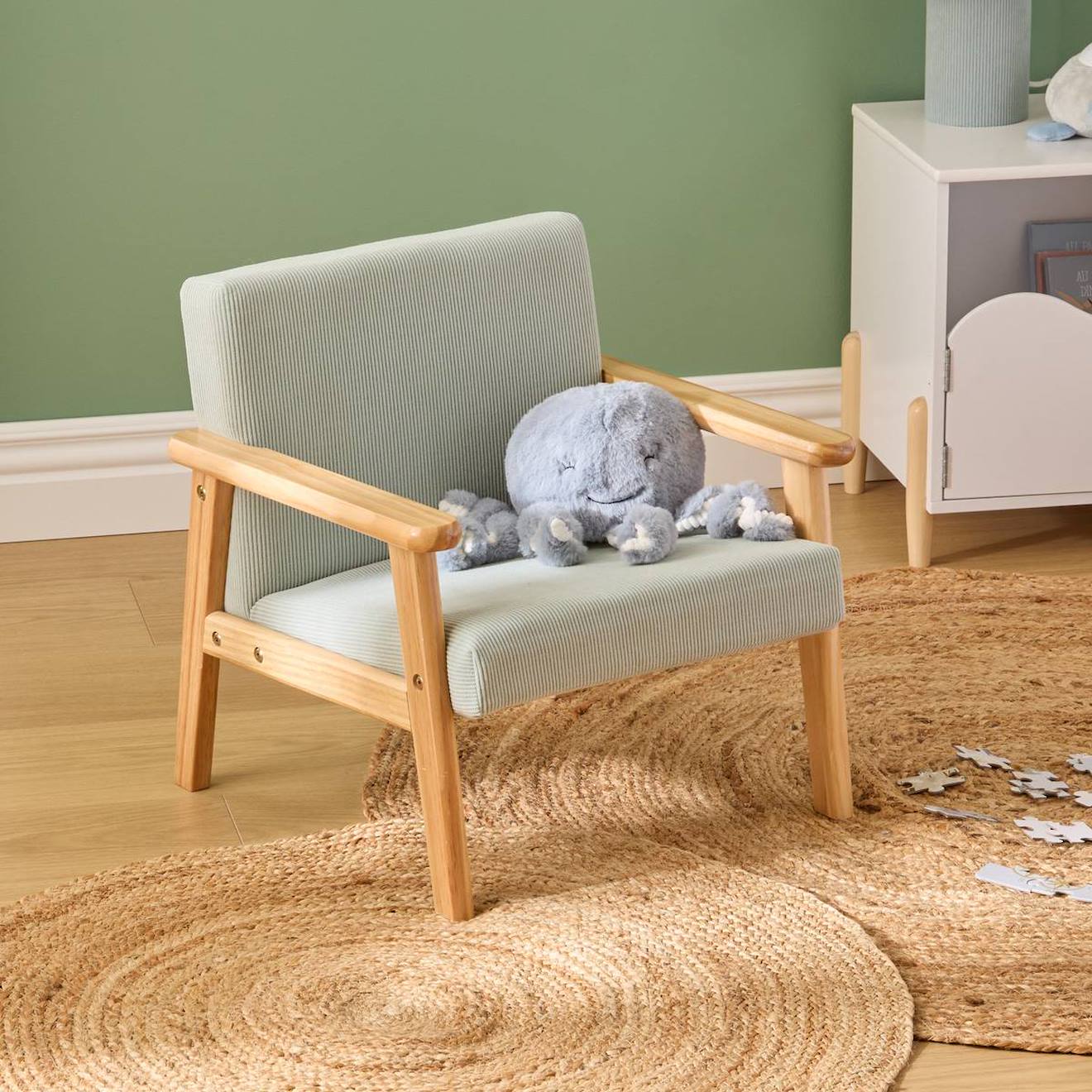 Fauteuil Enfant En Bouclette - Basile Vert Celadon