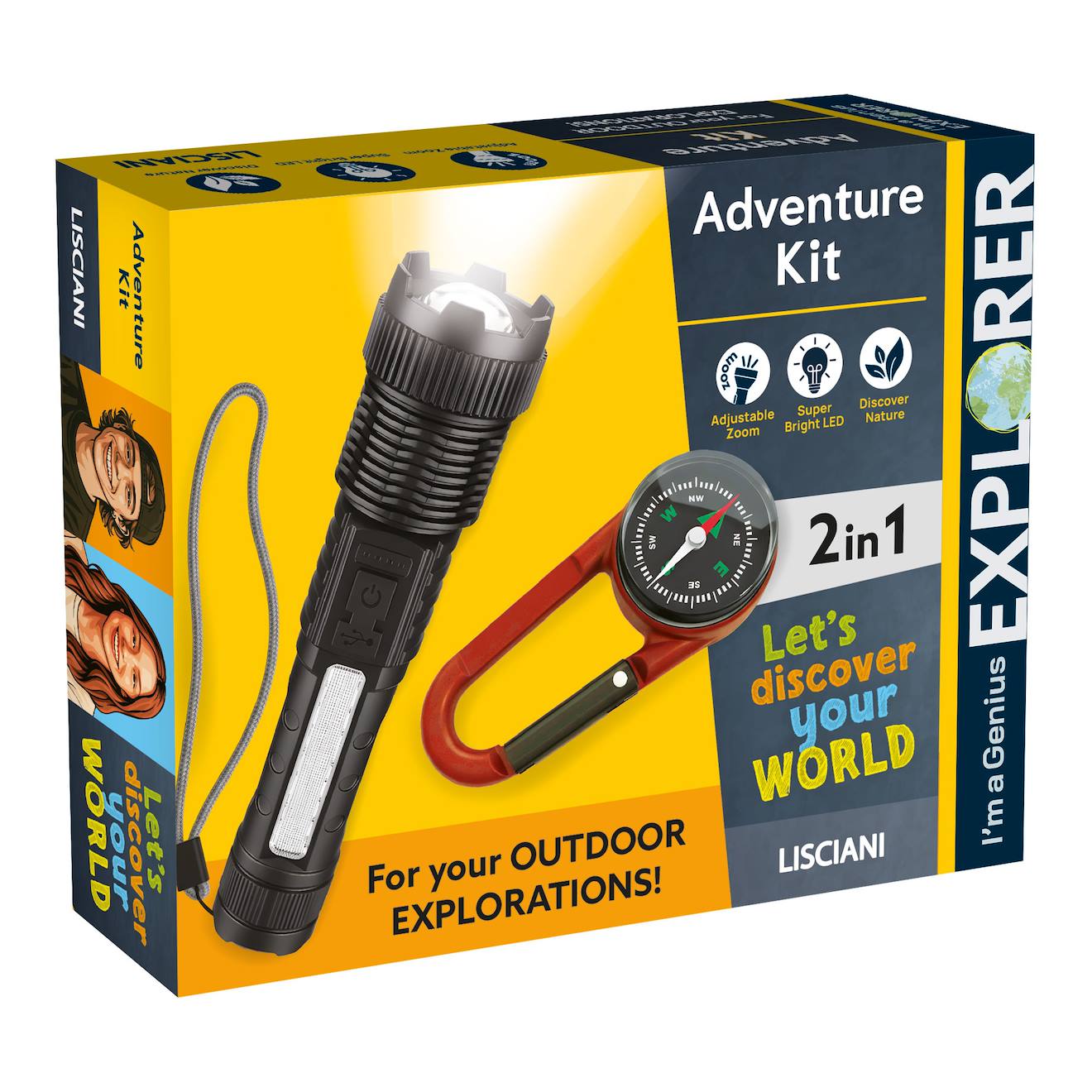 Kit Aventure Et Découverte - Torche Et Boussole Pour Enfants Multicolore