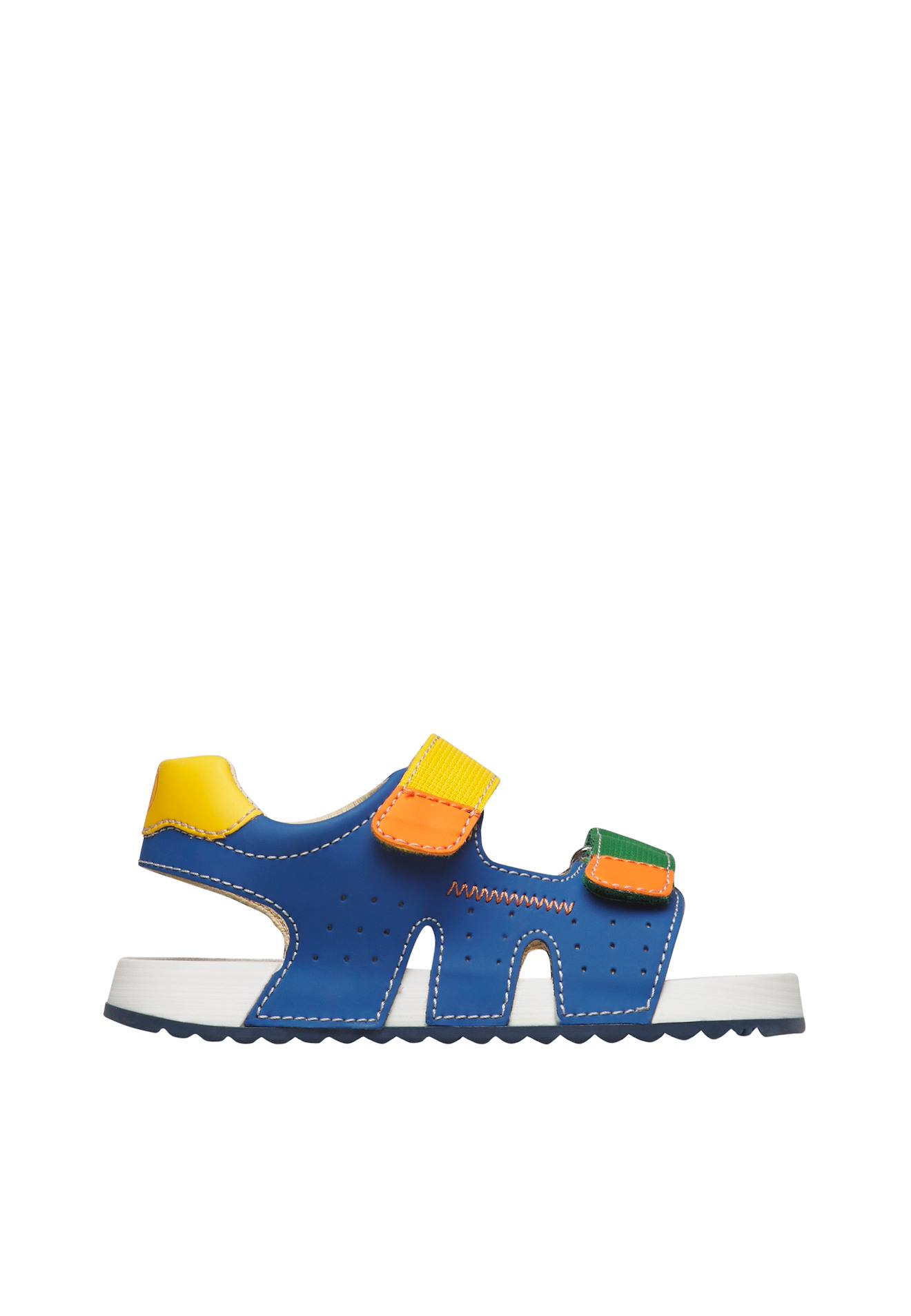 Sandales En Cuir Mimio. Bleu-jaune