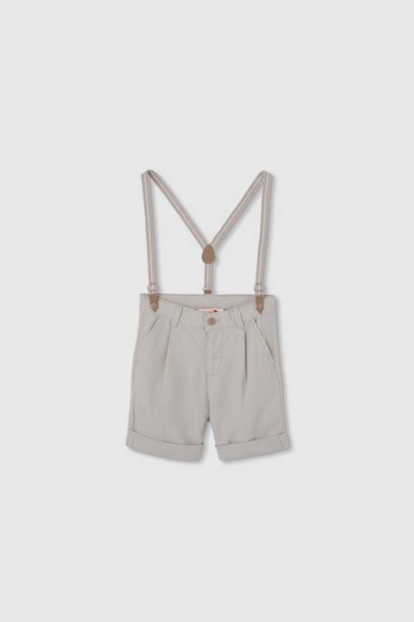 Garçon-Short-Bermuda garçon en lin avec bretelles