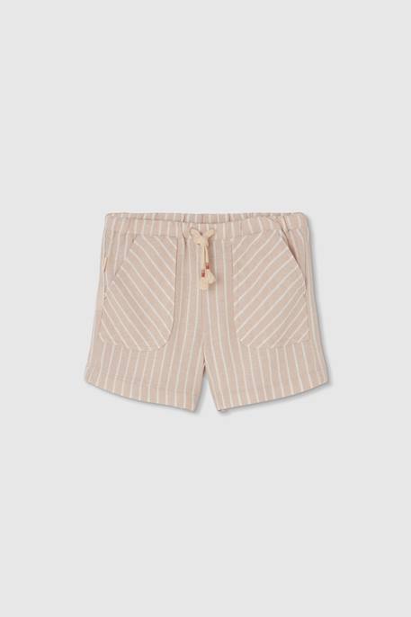 Fille-Short en lin à rayures