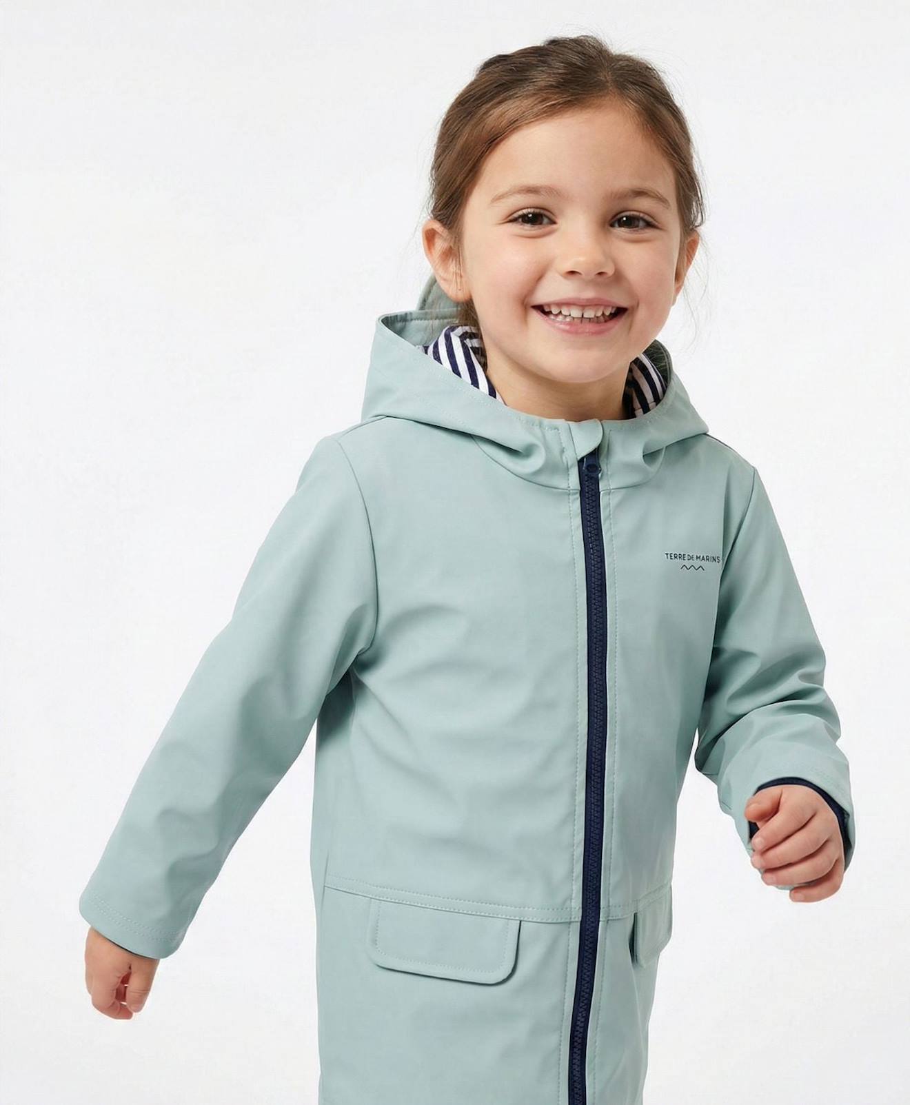 Ciré Imperméable À Capuche Fille Vert Pale